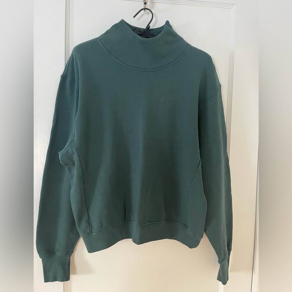 Joah Brown Deep Green Split Neck Turtleneck Sweater/Sweatshirt